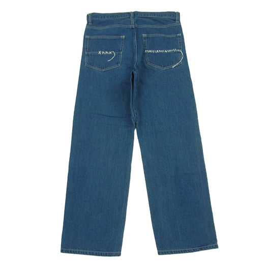 KUON クオン 116PT016000 Sashiko Mended Denim Trousers 刺し子 パッチワーク ステッチデザイン デニム パンツ ジーンズ インディゴブルー系 72 S【極上美品】【中古】