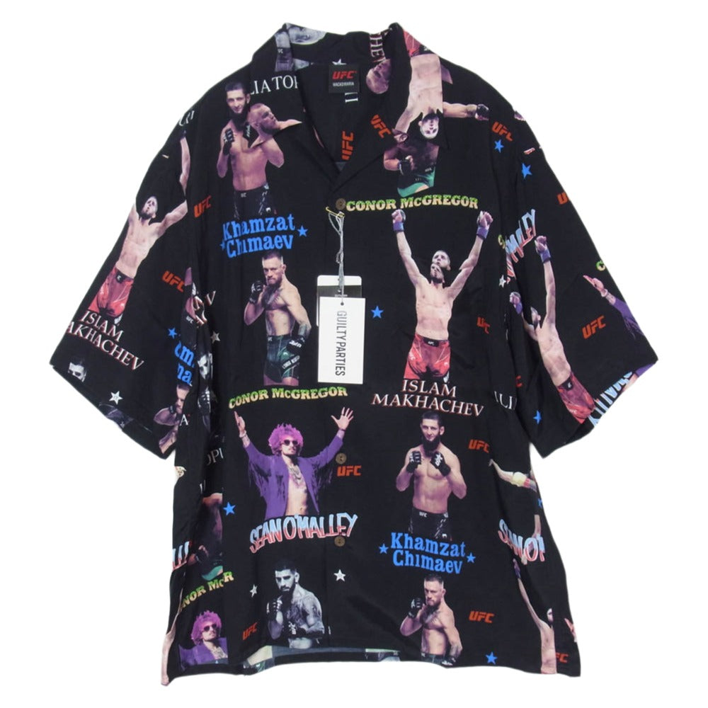 WACKO MARIA ワコマリア 26SS UFC-WM-HI01 x UFC ユーエフシー S/S HAWAIIAN SHIRT TYPE-1 ハワイアン アロハ 開襟 オープンカラー 半袖 シャツ BLACK M ブラック系 M【新古品】【未使用】【中古】