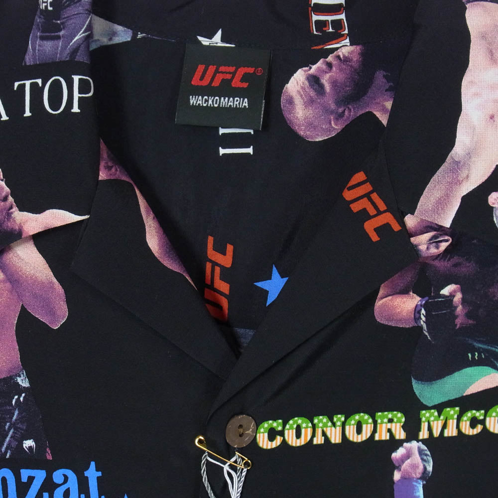 WACKO MARIA ワコマリア 26SS UFC-WM-HI01 x UFC ユーエフシー S/S HAWAIIAN SHIRT TYPE-1 ハワイアン アロハ 開襟 オープンカラー 半袖 シャツ BLACK M ブラック系 M【新古品】【未使用】【中古】