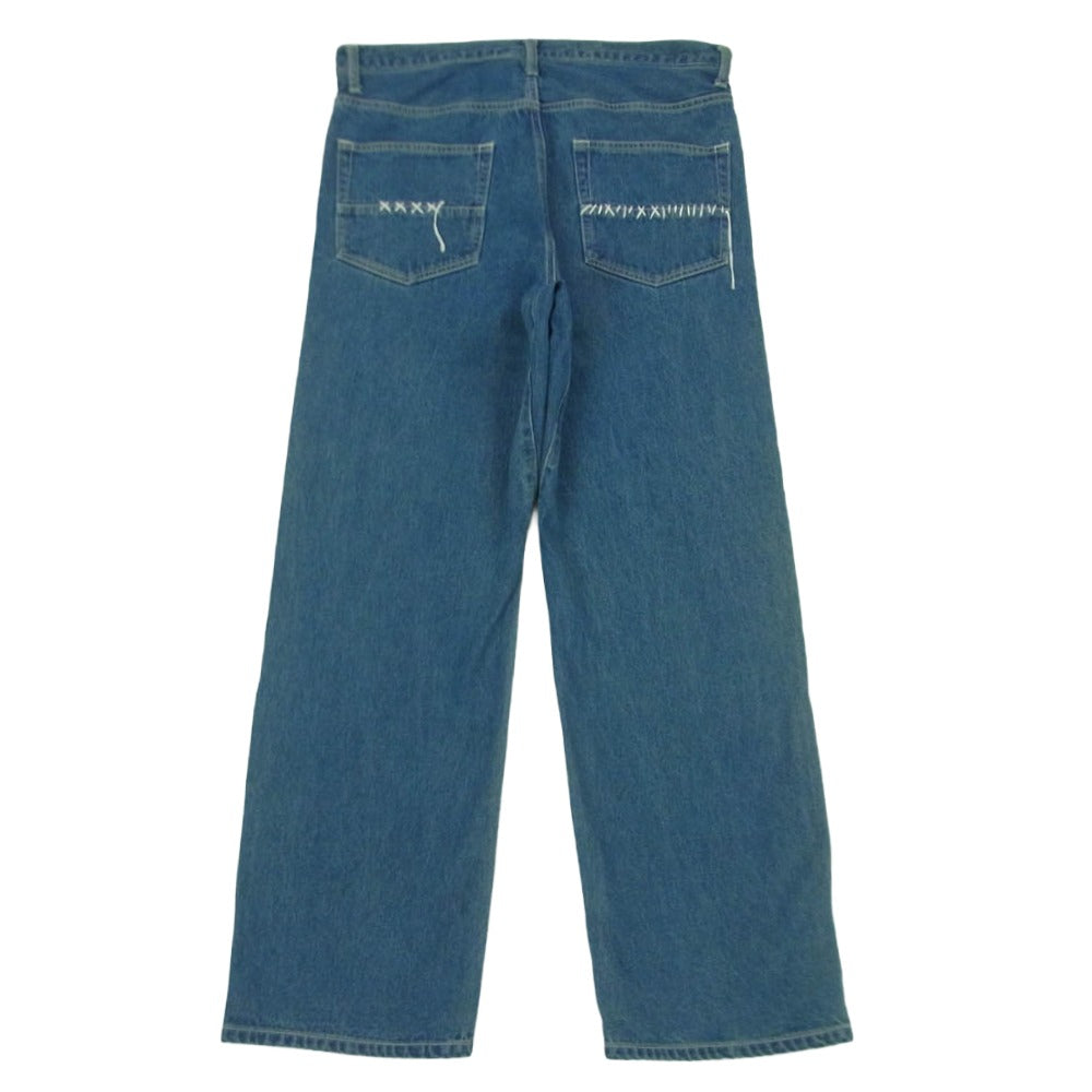 KUON クオン 116PT016000 Sashiko Mended Denim Trousers 刺し子 パッチワーク ステッチデザイン デニム パンツ ジーンズ インディゴブルー系 72 M【極上美品】【中古】