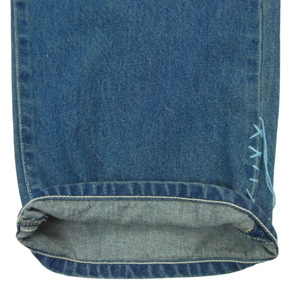 KUON クオン 116PT016000 Sashiko Mended Denim Trousers 刺し子 パッチワーク ステッチデザイン デニム パンツ ジーンズ インディゴブルー系 72 M【極上美品】【中古】