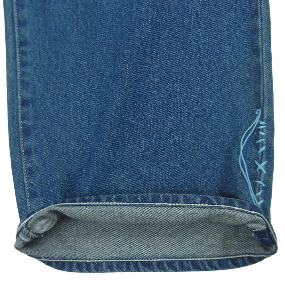 KUON クオン 116PT016000 Sashiko Mended Denim Trousers 刺し子 パッチワーク ステッチデザイン デニム パンツ ジーンズ インディゴブルー系 72 XL【極上美品】【中古】