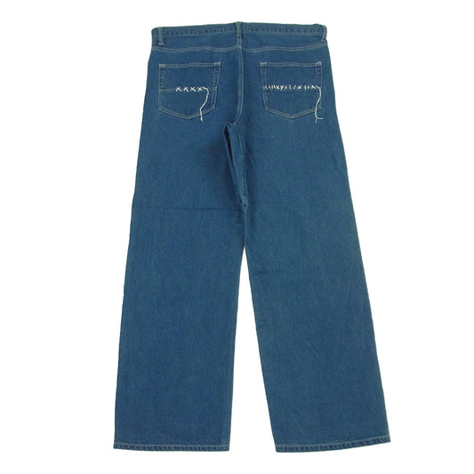 KUON クオン 116PT016000 Sashiko Mended Denim Trousers 刺し子 パッチワーク ステッチデザイン デニム パンツ ジーンズ インディゴブルー系 72 XL【極上美品】【中古】