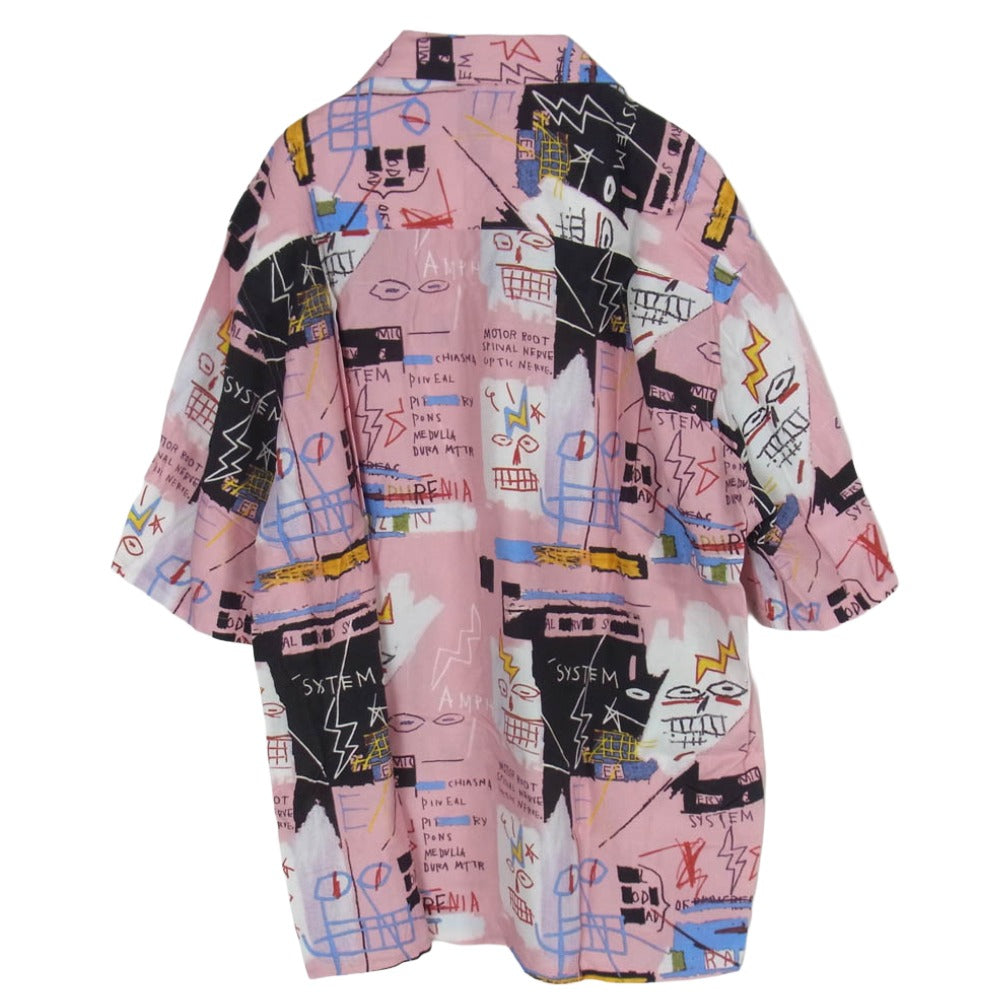 WACKO MARIA ワコマリア 26SS BASQUIAT-WM-HI27 JEAN MICHEL BASQUIAT S/S HAWAIIAN SHIRT TYPE-3 ジャン ミシェル バスキア ハワイアン アロハ 開襟 オープンカラー 半袖 シャツ ピンク系 M【新古品】【未使用】【中古】