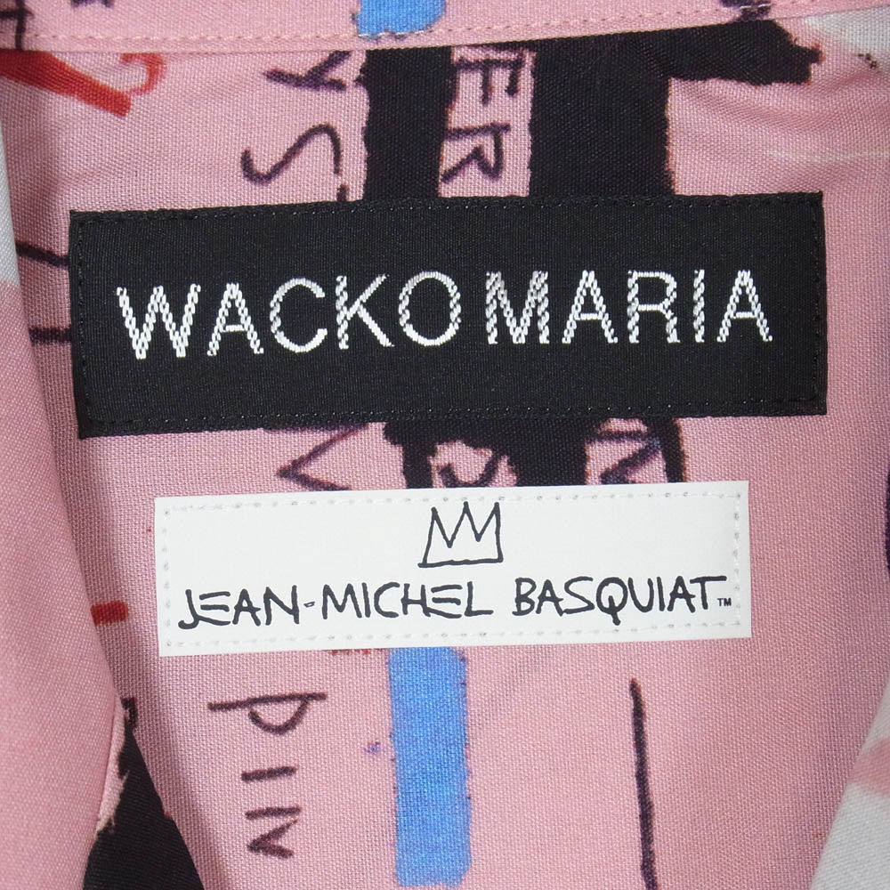 WACKO MARIA ワコマリア 26SS BASQUIAT-WM-HI27 JEAN MICHEL BASQUIAT S/S HAWAIIAN SHIRT TYPE-3 ジャン ミシェル バスキア ハワイアン アロハ 開襟 オープンカラー 半袖 シャツ ピンク系 M【新古品】【未使用】【中古】