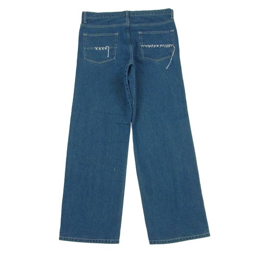 KUON クオン 116PT016000 Sashiko Mended Denim Trousers 刺し子 パッチワーク ステッチデザイン デニム パンツ ジーンズ インディゴブルー系 72 L【極上美品】【中古】