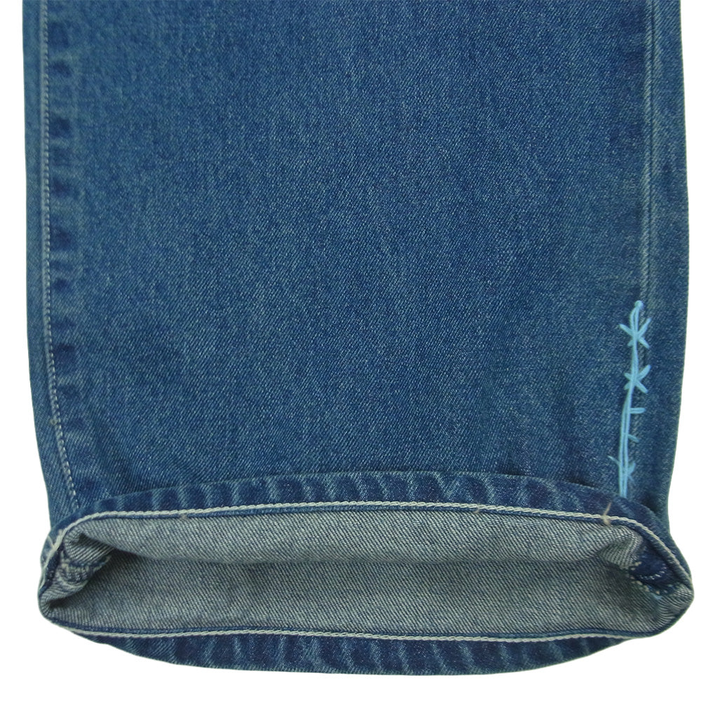 KUON クオン 116PT016000 Sashiko Mended Denim Trousers 刺し子 パッチワーク ステッチデザイン デニム パンツ ジーンズ インディゴブルー系 72 L【極上美品】【中古】