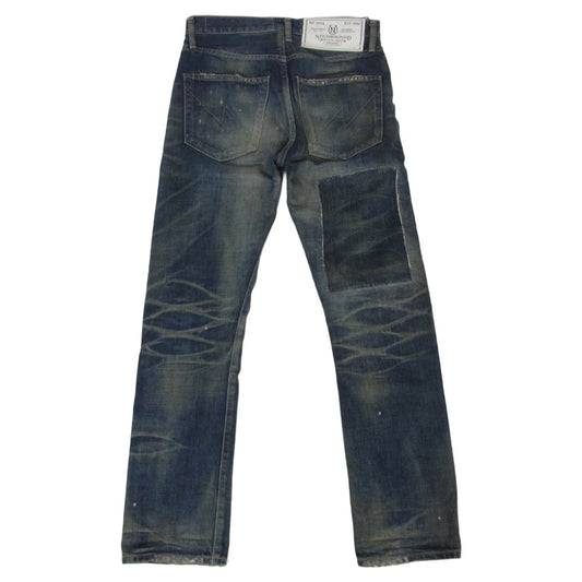 NEIGHBORHOOD ネイバーフッド 15AW 152DCNH-PTM21 QUIET. SAVAGE. DP MID 14OZ-PT ダメージ加工 クワイエット サベージ ミッド デニム パンツ インディゴブルー系 S【中古】