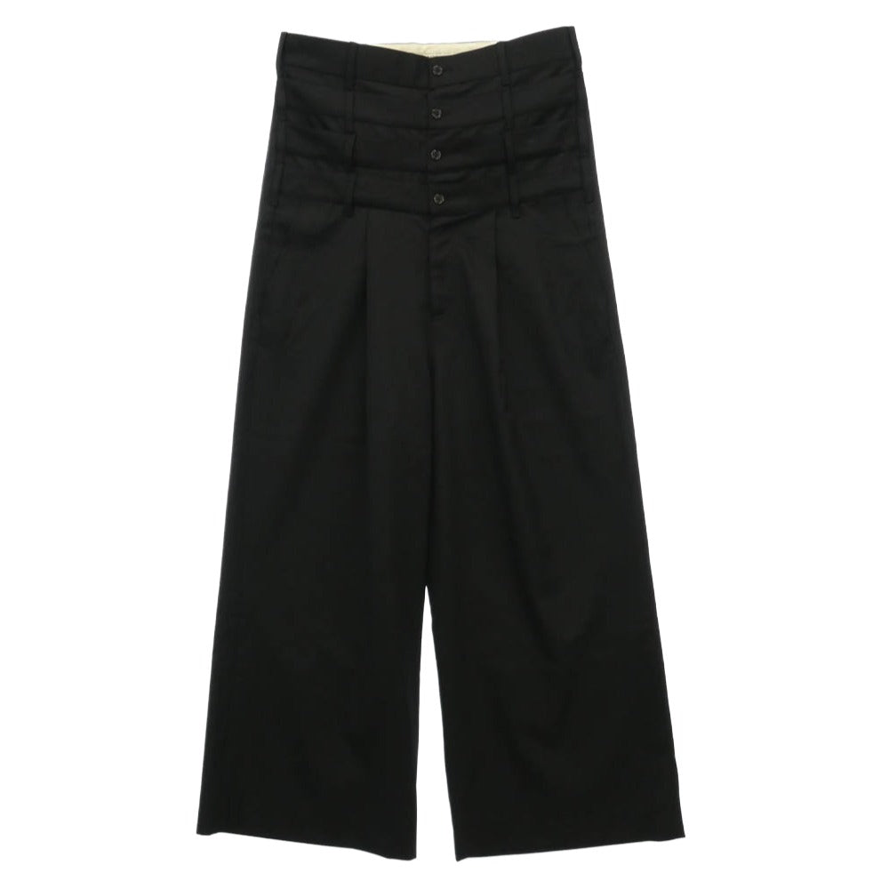 スリーパラディ 4 WAIST TAILORED TROUSERS ウールギャバジン フォーウエスト テーラード トラウザーズ スラックス パンツ ブラック系 34【極上美品】【中古】