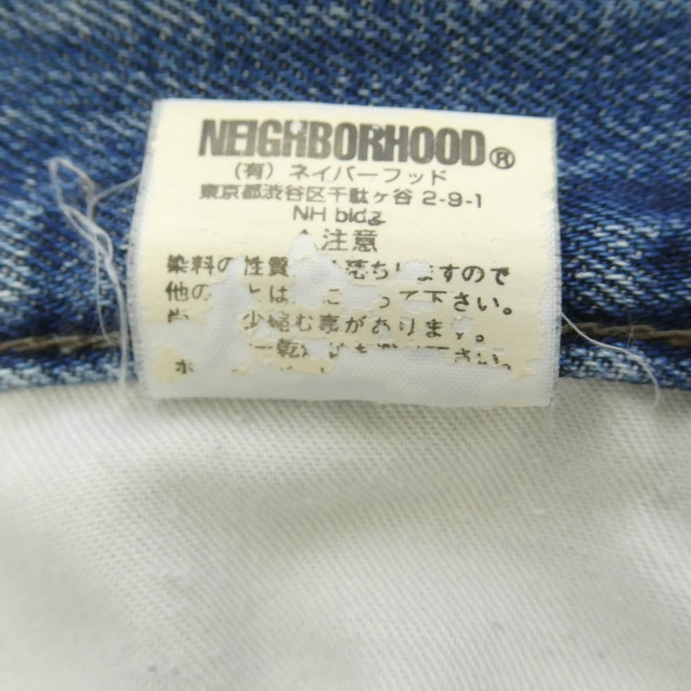 NEIGHBORHOOD ネイバーフッド 07EX 003-F-28S Scab Savage LEVEL4 NARROW STRAIGHT サベージ ナローストレート セルビッジ ダメージ加工 デニムパンツ ブルー系 M【中古】