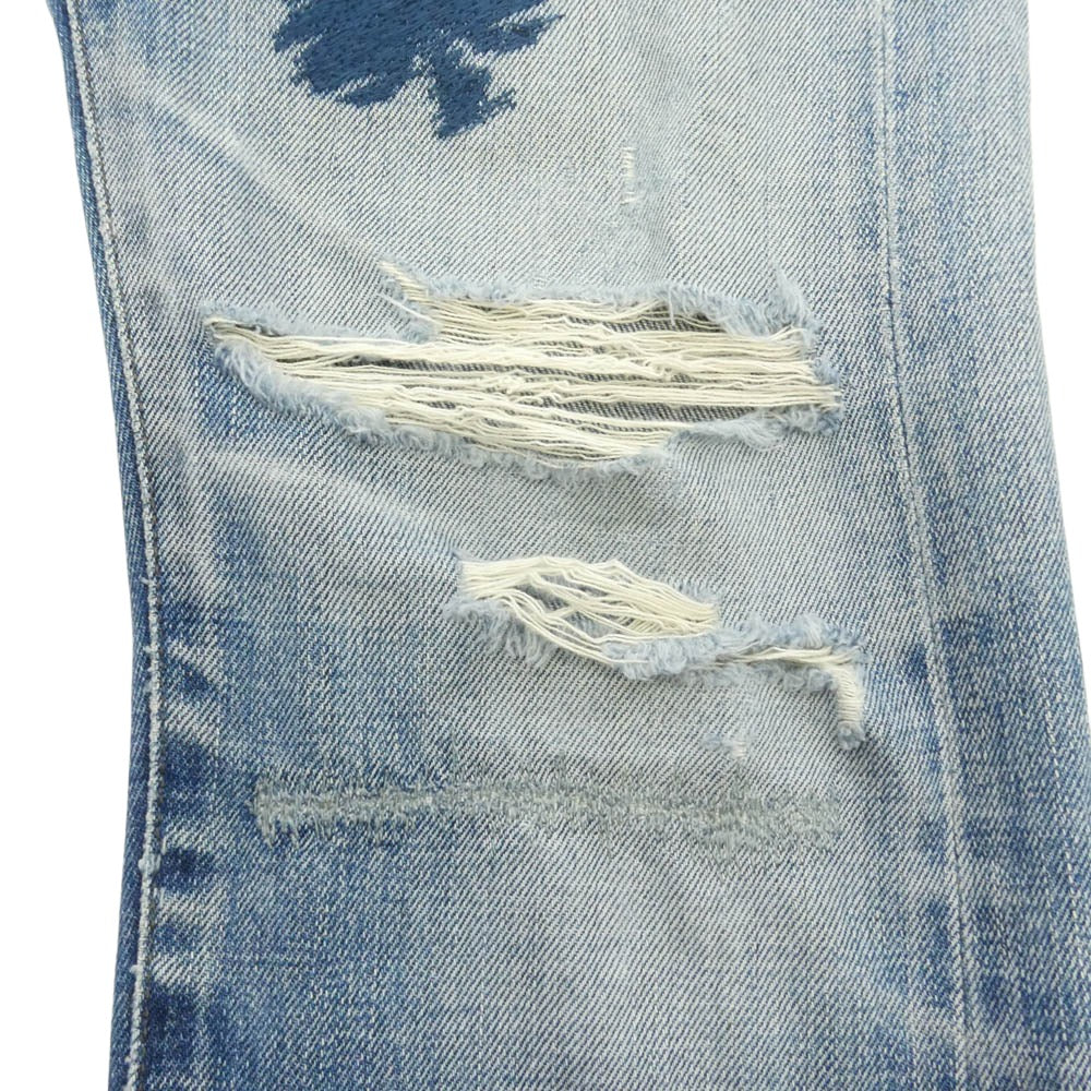 NEIGHBORHOOD ネイバーフッド 07EX 003-F-28S Scab Savage LEVEL4 NARROW STRAIGHT サベージ ナローストレート セルビッジ ダメージ加工 デニムパンツ ブルー系 M【中古】