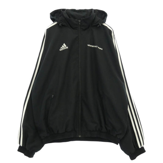 adidas アディダス DP0875 × GOSHA RUBCHINSKIY ゴーシャラブチンスキー WOVEN JACKET ロゴプリント ウーブン フーデッド トラック ジャケット ブルゾン ブラック系 O【中古】
