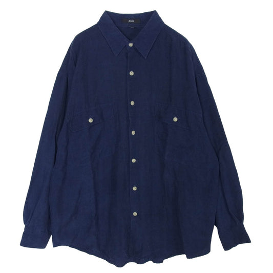 フィズ 90s シルク100％ 長袖シャツ ネイビー系 L【中古】