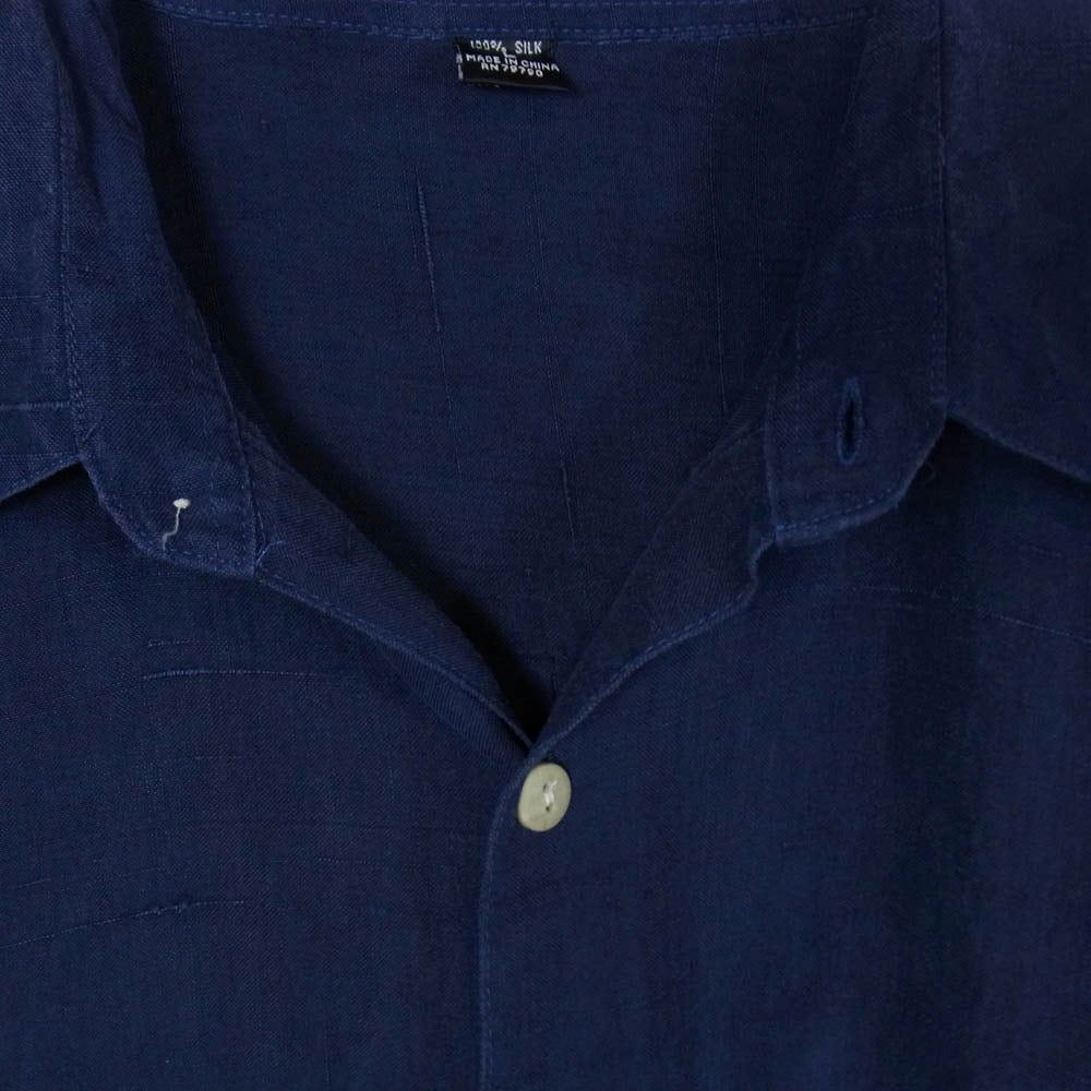 フィズ 90s シルク100％ 長袖シャツ ネイビー系 L【中古】