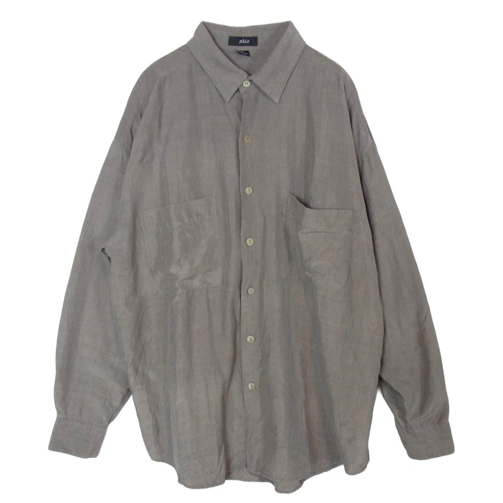 フィズ 90s シルク100％ 長袖シャツ グレージュ L【中古】