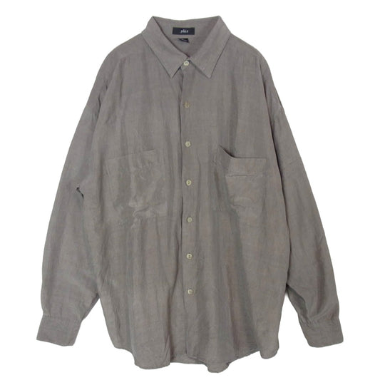 フィズ 90s シルク100％ 長袖シャツ グレージュ L【中古】
