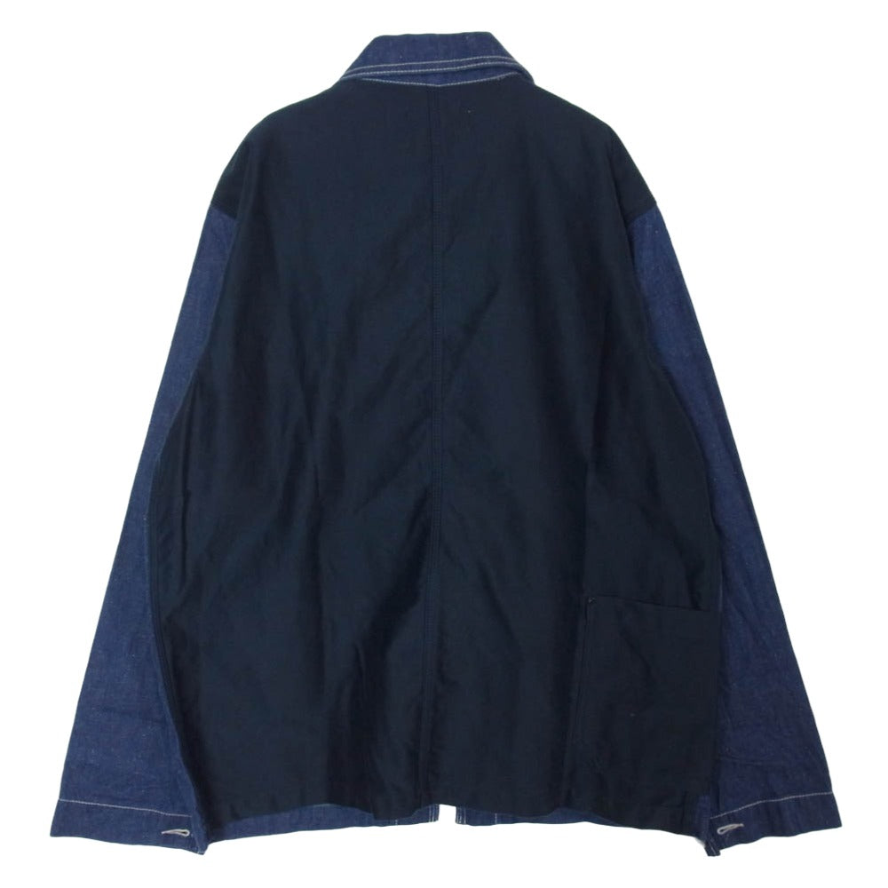 Nigel Cabourn ナイジェルケーボン Lybro ライブロ デニム切替 モールスキン ジップアップ ジャケット インディゴブルー系 48【中古】