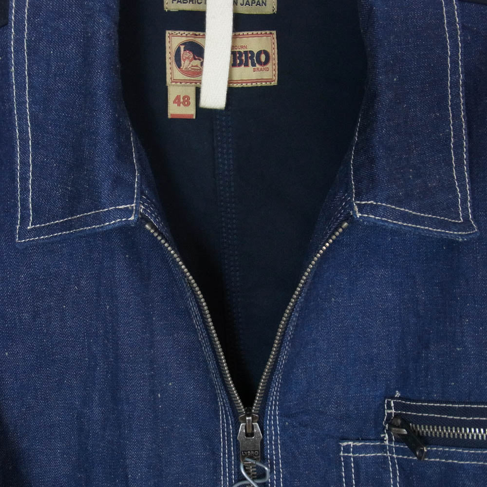 Nigel Cabourn ナイジェルケーボン Lybro ライブロ デニム切替 モールスキン ジップアップ ジャケット インディゴブルー系 48【中古】