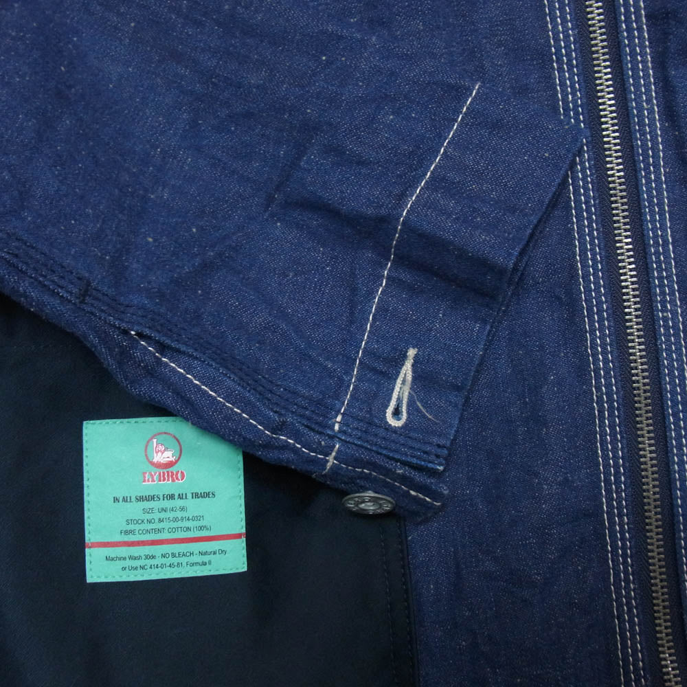 Nigel Cabourn ナイジェルケーボン Lybro ライブロ デニム切替 モールスキン ジップアップ ジャケット インディゴブルー系 48【中古】