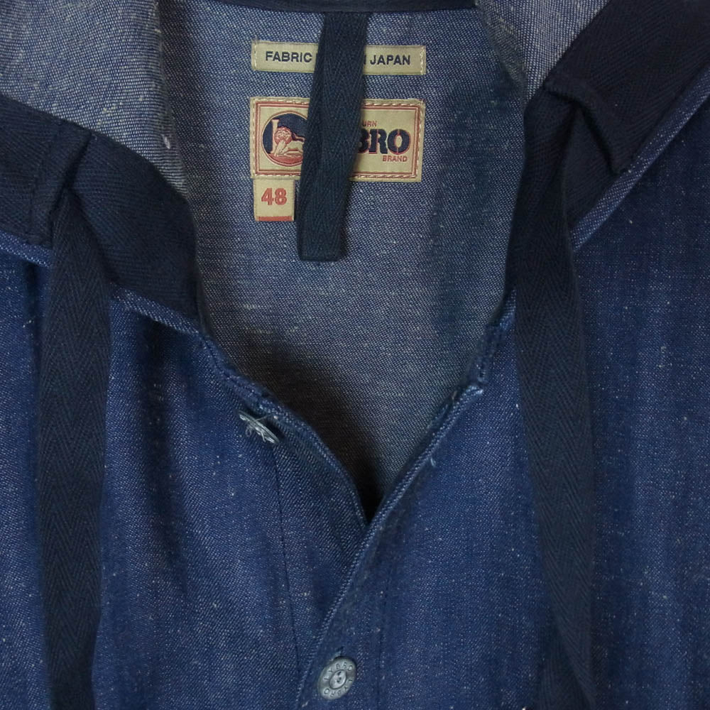 Nigel Cabourn ナイジェルケーボン 8039-13-30030 LYBRO Hooded Chore Jacket ライブロ デニム切替 モールスキン フーデッド チョア ジャケット インディゴブルー系 48【中古】