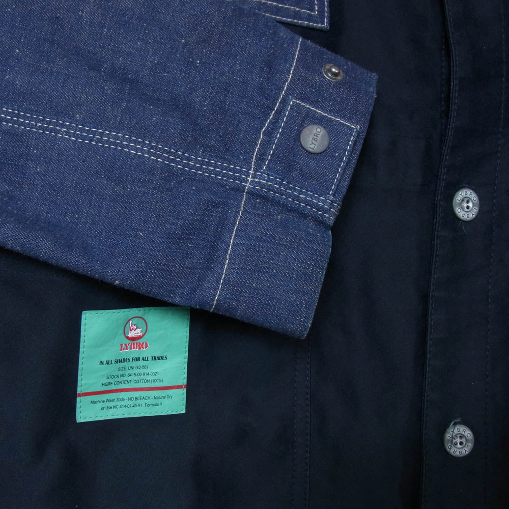 Nigel Cabourn ナイジェルケーボン 8039-13-30030 LYBRO Hooded Chore Jacket ライブロ デニム切替 モールスキン フーデッド チョア ジャケット インディゴブルー系 48【中古】
