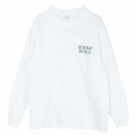 WACKO MARIA ワコマリア 26SS WASHED HEAVY WEIGHT CREW NECK LONG SLEEVE T-SHIRT TYPE-2 マリア バックプリント 長袖 Ｔシャツ ホワイト系 S【中古】