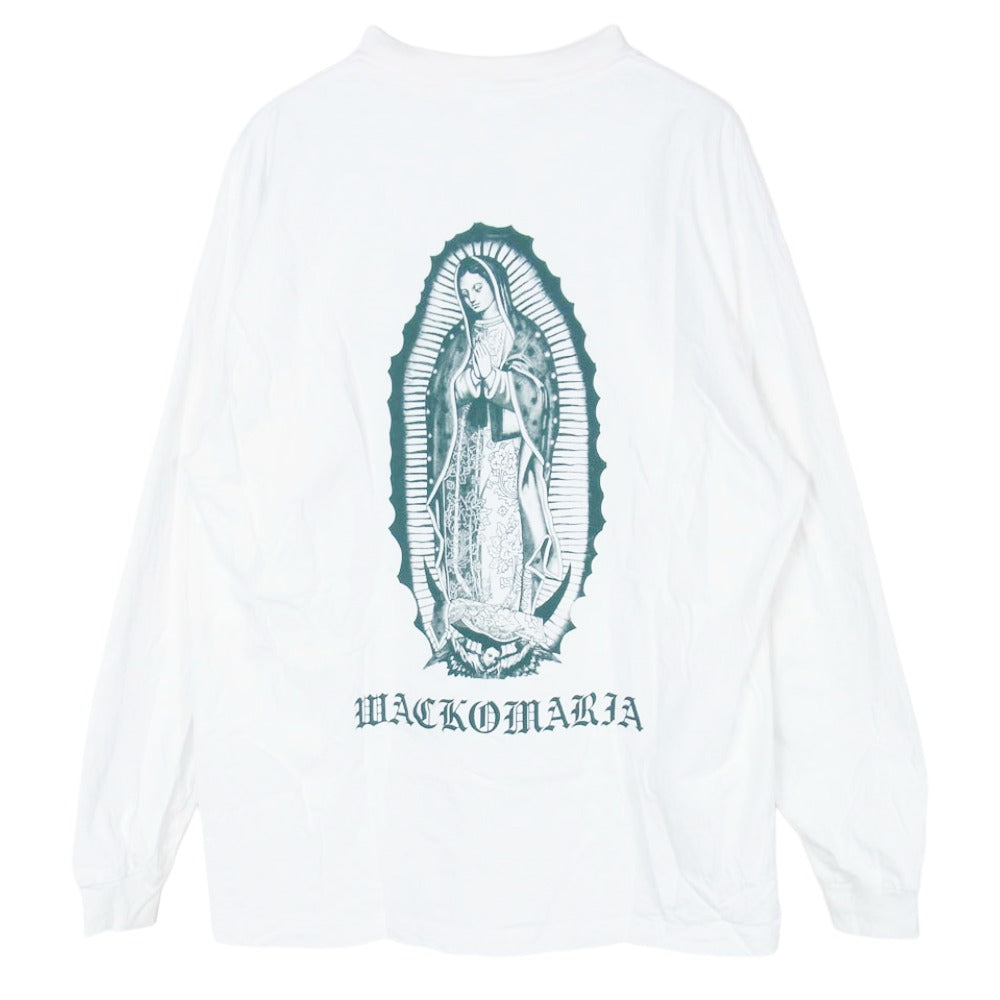 WACKO MARIA ワコマリア 26SS WASHED HEAVY WEIGHT CREW NECK LONG SLEEVE T-SHIRT TYPE-2 マリア バックプリント 長袖 Ｔシャツ ホワイト系 S【中古】