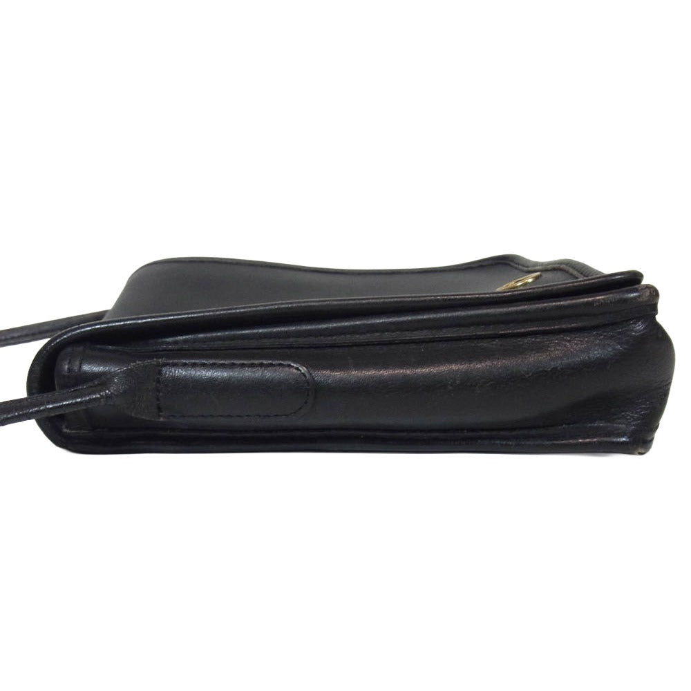 COACH コーチ 1056 80s ヴィンテージ USA製 オールドコーチ クラブタンレザー ターンロック スクエア ショルダー バッグ ブラック系【中古】