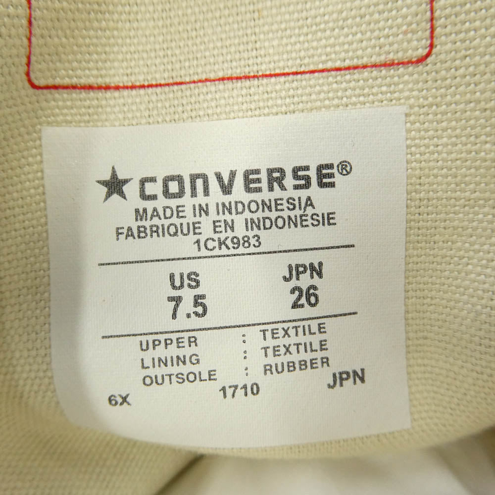 CONVERSE コンバース 1CK983 × COMME des GARCONS ADDICT CHUCK TAYLOR CANVAS CDG HI コム デ ギャルソン アディクト チャック テイラー キャンバス ハイカットスニーカー ブラック系 26cm【新古品】【未使用】【中古】