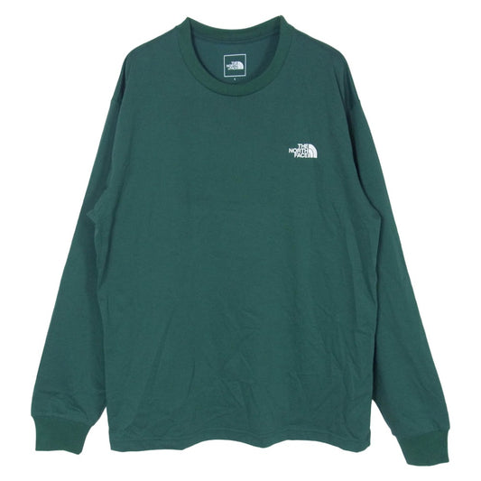 THE NORTH FACE ノースフェイス NT32442 L/S Back Square ロングスリーブ バック スクエア プリント Tシャツ 長袖カットソー グリーン系 L【中古】