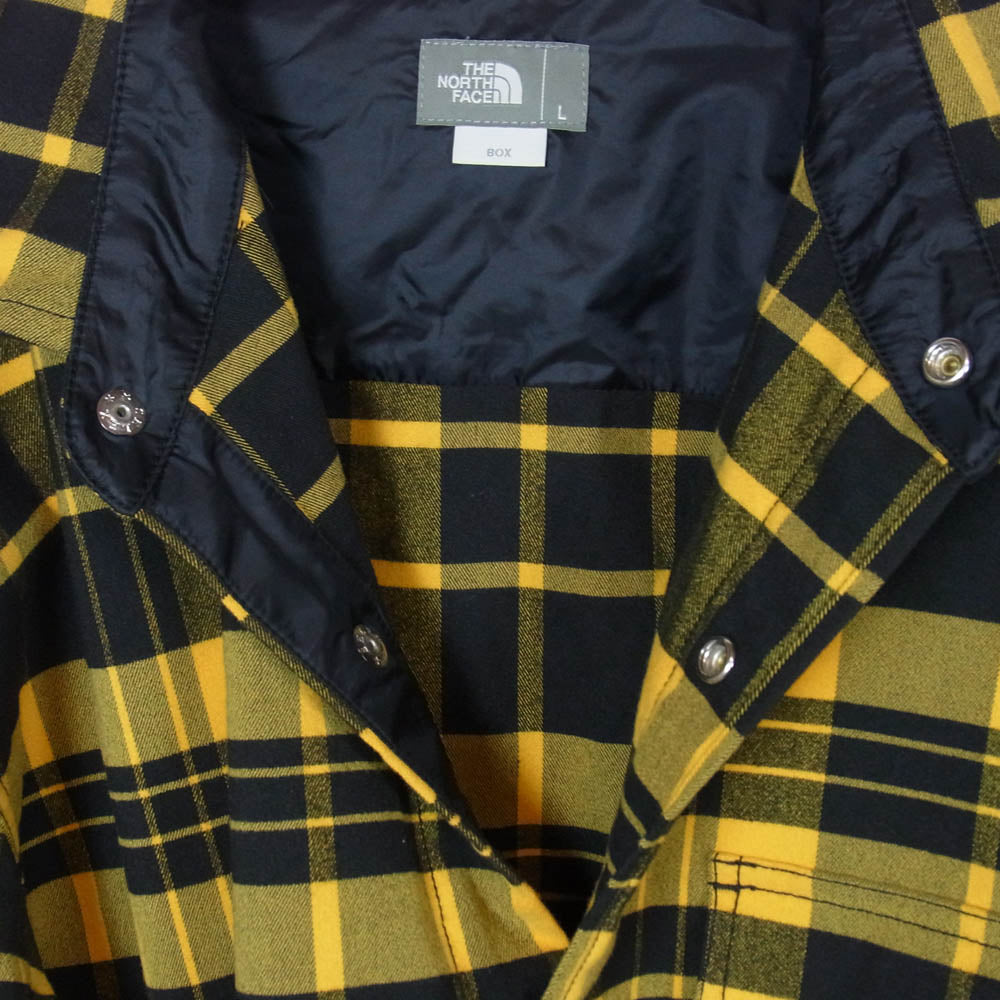 THE NORTH FACE ノースフェイス NR62031 L/S Stretch Flannel Shirt ロングスリーブ ストレッチ フランネル チェック柄 長袖 シャツ イエロー系 L【中古】