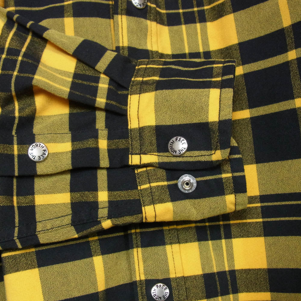 THE NORTH FACE ノースフェイス NR62031 L/S Stretch Flannel Shirt ロングスリーブ ストレッチ フランネル チェック柄 長袖 シャツ イエロー系 L【中古】