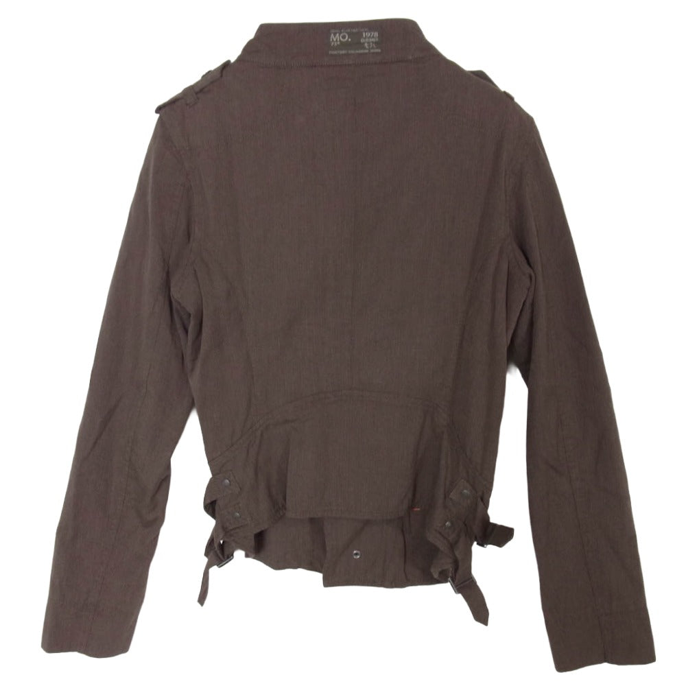 DIESEL ディーゼル コットン 裏地ハイビスカス柄 ナポレオン セミダブル ライダースジャケット ブラウン系 M【中古】