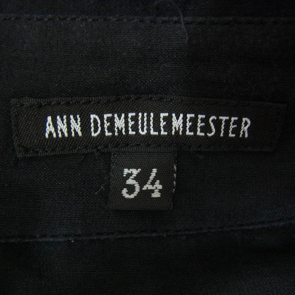 ANN DEMEULEMEESTER アンドゥムルメステール インコントロタグ 国内正規品 シルク混 コットン ドローストリング アシンメトリー シアー ブラウス ブラック系 34【中古】