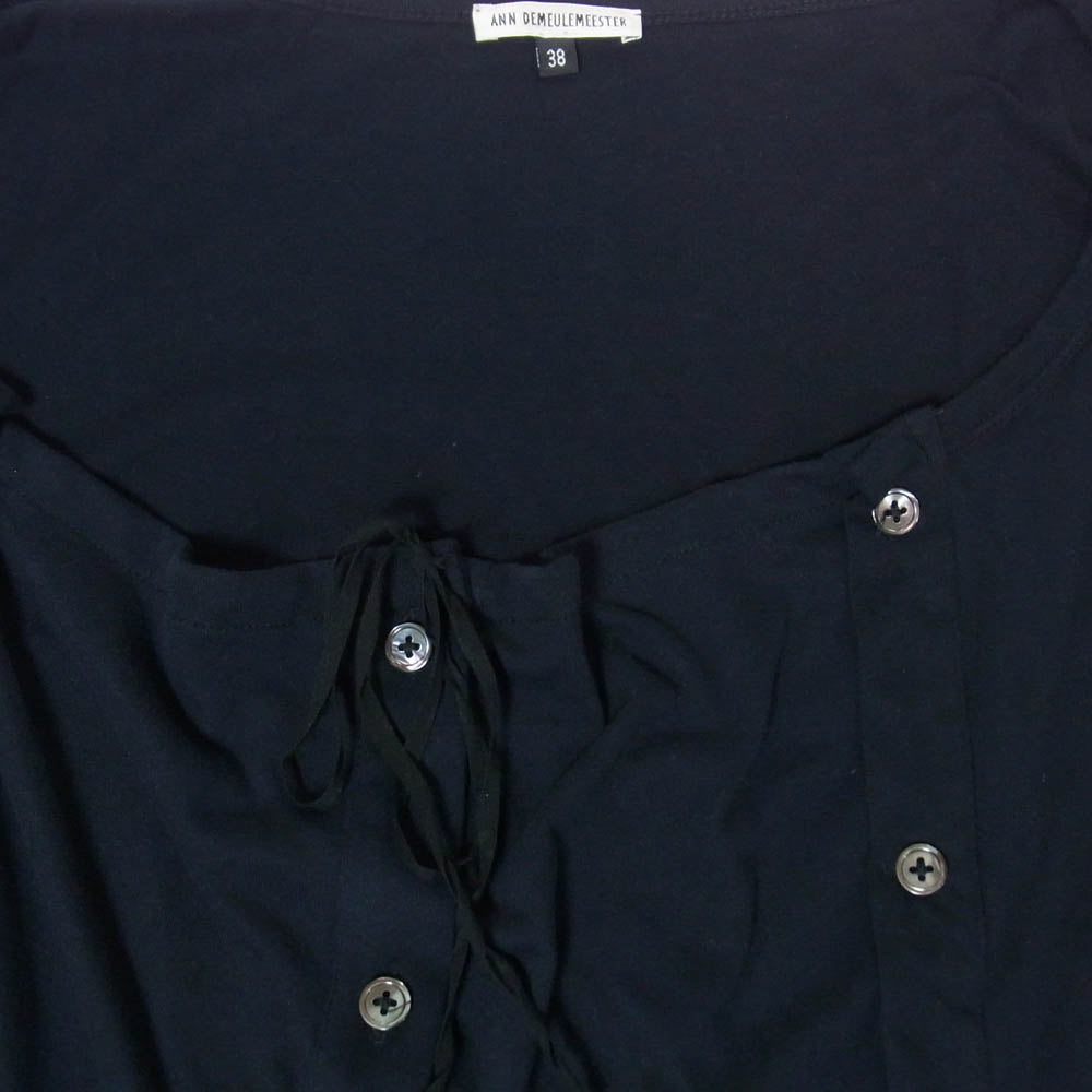 ANN DEMEULEMEESTER アンドゥムルメステール インコントロタグ 国内正規品 コットン天竺 ダブルボタン カーディガン ブラック系 38【中古】