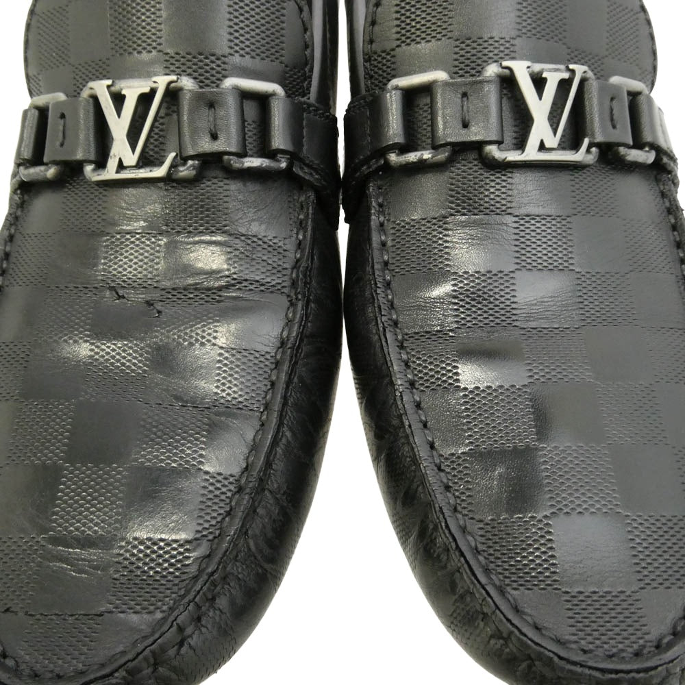LOUIS VUITTON ルイ・ヴィトン 1A4OIJ ホッケンハイム ライン LVロゴ ダミエ グラフィット ローファー ドライビングシューズ ブラック系 8.5【中古】