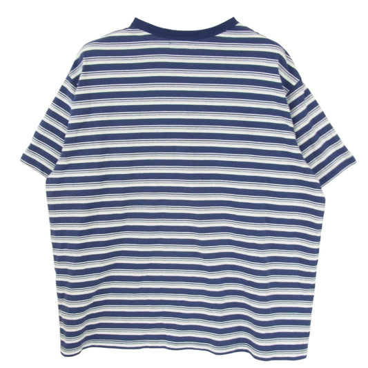 ネセサリーオアアンネセサリー N.O.UN クルーネック ポケット付き ボーダー 半袖 Tシャツ カットソー ネイビー系 L【中古】