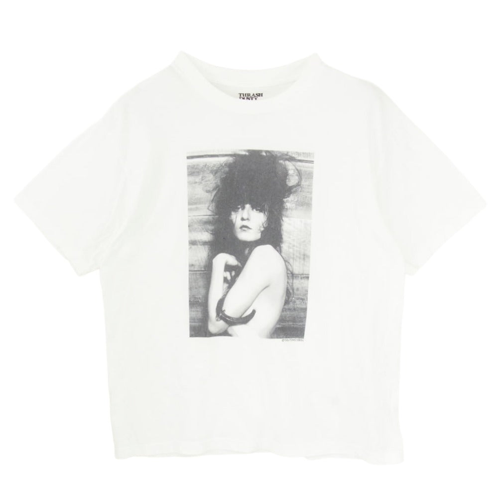 マインデニム 25AW 25MND-STL007 Stie-lo × Irina.L Sideways figure T-SH イリーナ・ラザレアヌ フォト プリント コットン クルーネック 半袖 Ｔシャツ ホワイト系 M【中古】
