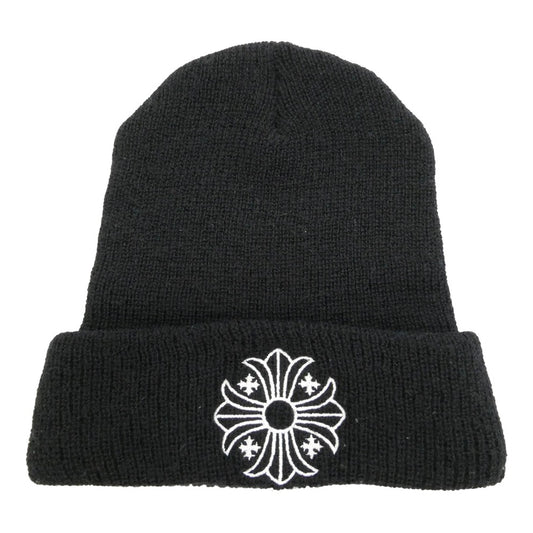 CHROME HEARTS クロムハーツ（原本無） WOOL WATCH CAP CHプラス ウール ウォッチ キャップ ロゴ刺繍 ビーニー ニット キャップ ブラック系 23cm【中古】