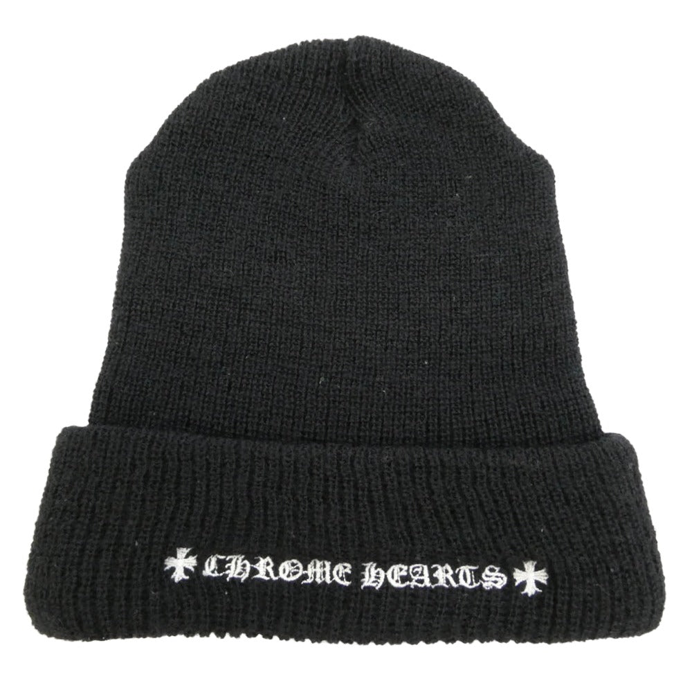 CHROME HEARTS クロムハーツ（原本無） WOOL WATCH CAP CHプラス ウール ウォッチ キャップ ロゴ刺繍 ビーニー ニット キャップ ブラック系 23cm【中古】
