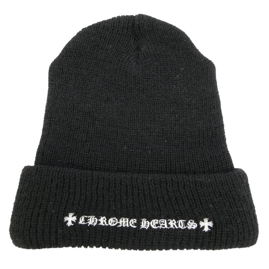 CHROME HEARTS クロムハーツ（原本無） WOOL WATCH CAP CHプラス ウール ウォッチ キャップ ロゴ刺繍 ビーニー ニット キャップ ブラック系 23cm【中古】