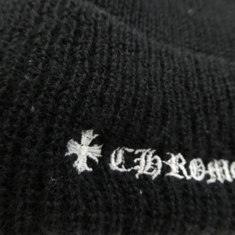 CHROME HEARTS クロムハーツ（原本無） WOOL WATCH CAP CHプラス ウール ウォッチ キャップ ロゴ刺繍 ビーニー ニット キャップ ブラック系 23cm【中古】