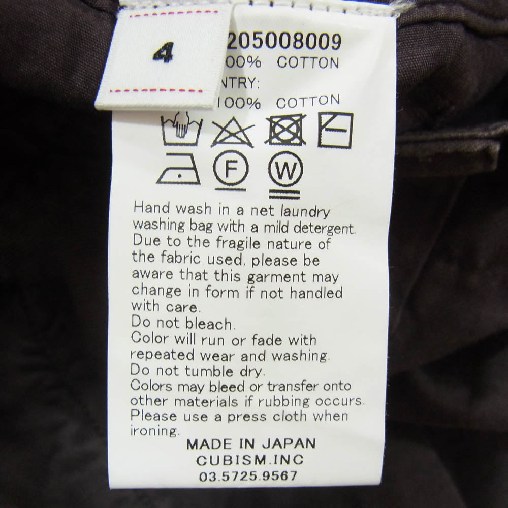 VISVIM ビズビム 24AW 0124205008009 WIDE CHINO PANTS CRASH ガーメントダイ ダメージ加工 チノ パンツ ブラック系 4【中古】