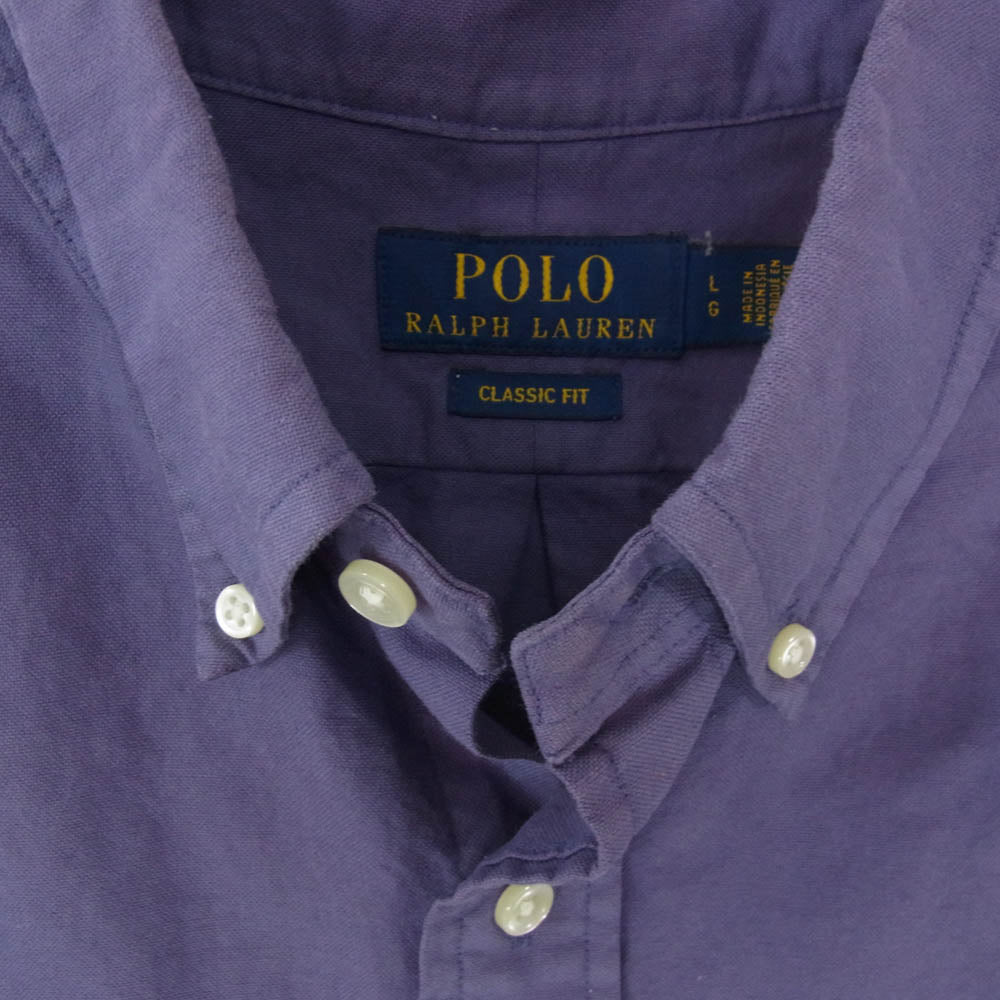 POLO RALPH LAUREN ポロ・ラルフローレン ポニー刺繍 クラシックフィット 長袖 ボタンダウン シャツ パープル系 LG【中古】