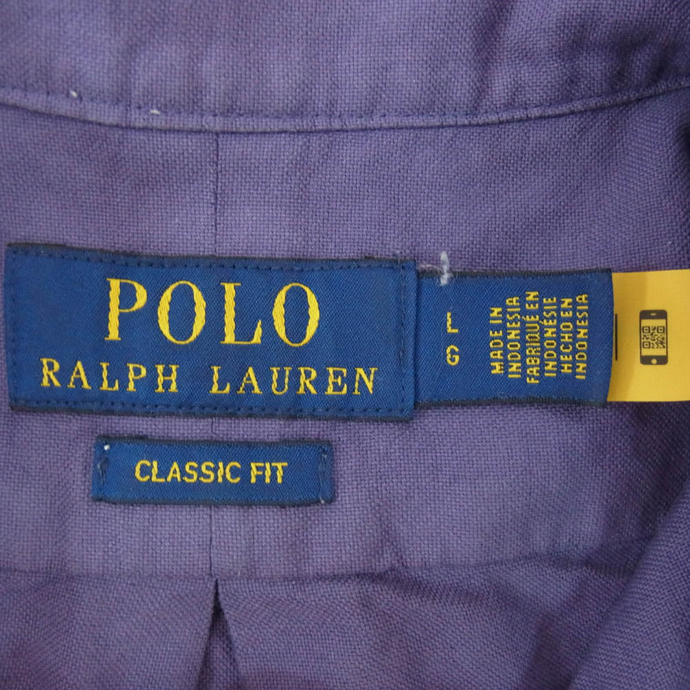 POLO RALPH LAUREN ポロ・ラルフローレン ポニー刺繍 クラシックフィット 長袖 ボタンダウン シャツ パープル系 LG【中古】