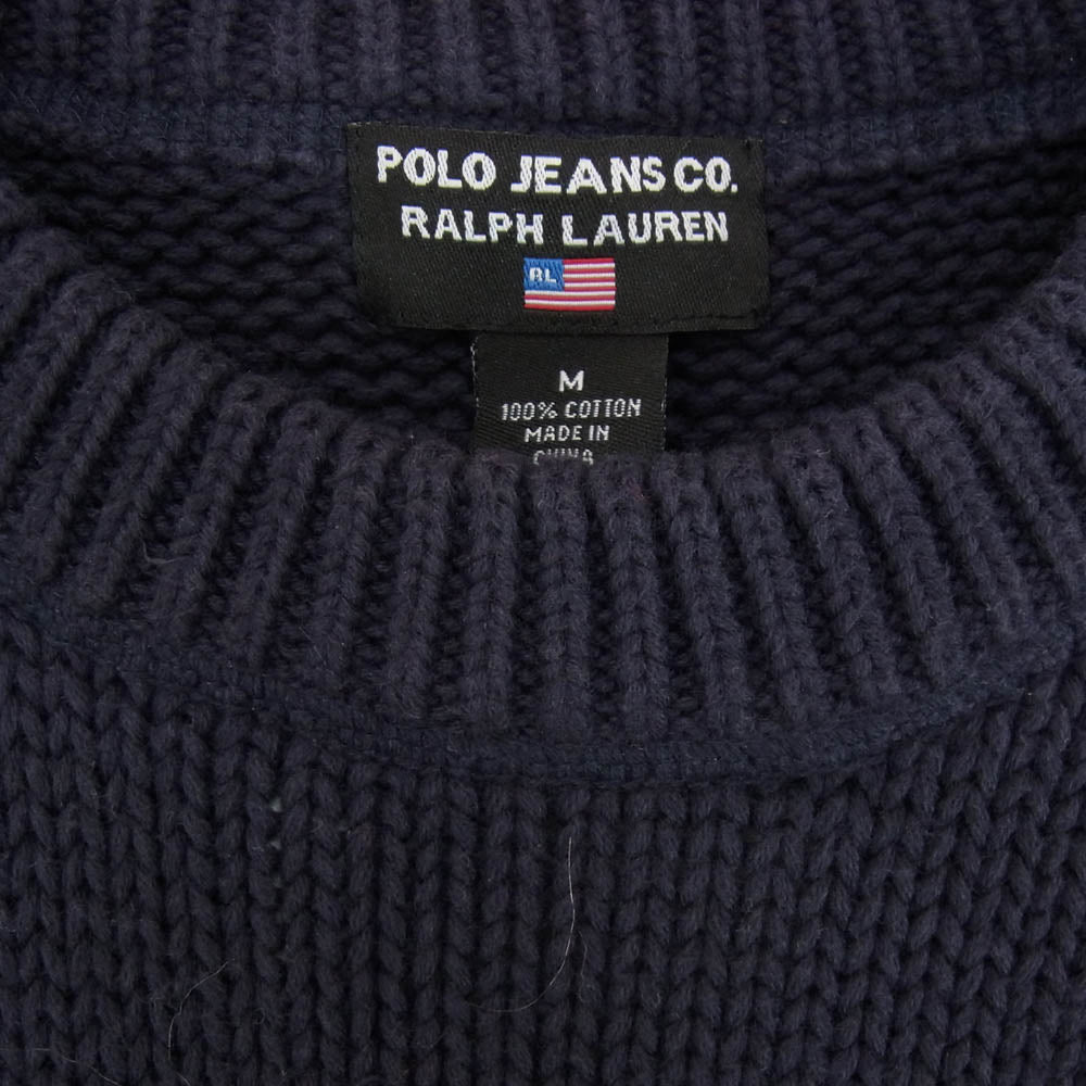 RALPH LAUREN ラルフローレン KR-MJ-BW-2050 星条旗 コットン ニット セーター ネイビー系 M【中古】