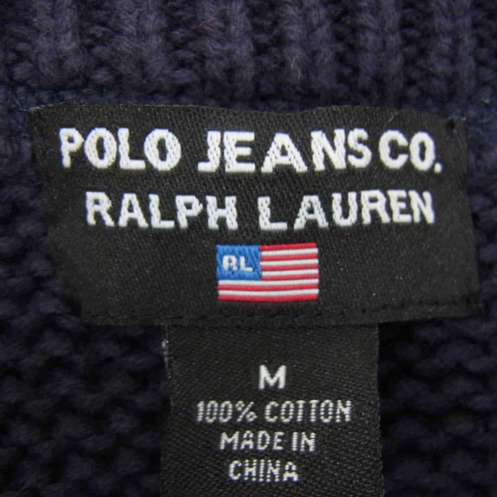 RALPH LAUREN ラルフローレン KR-MJ-BW-2050 星条旗 コットン ニット セーター ネイビー系 M【中古】