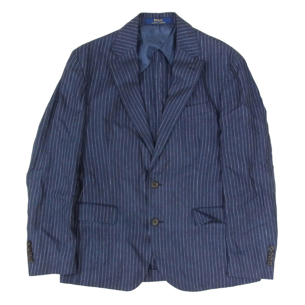 POLO RALPH LAUREN ポロ・ラルフローレン リネン ピンストライプ アンコン ジャケット ネイビー系 38【中古】