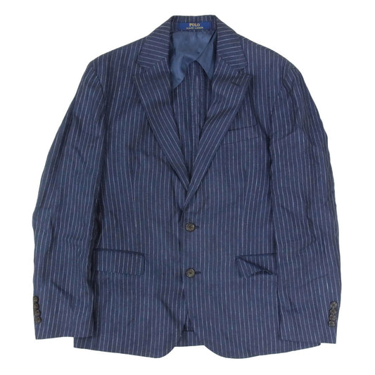 POLO RALPH LAUREN ポロ・ラルフローレン リネン ピンストライプ アンコン ジャケット ネイビー系 38【中古】