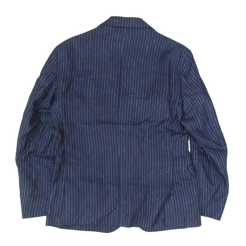 POLO RALPH LAUREN ポロ・ラルフローレン リネン ピンストライプ アンコン ジャケット ネイビー系 38【中古】